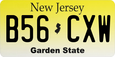 NJ license plate B56CXW