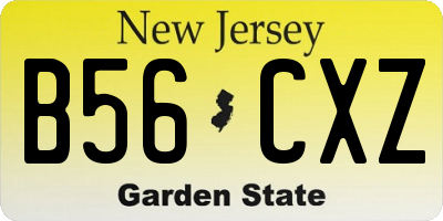 NJ license plate B56CXZ