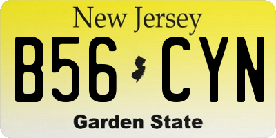 NJ license plate B56CYN