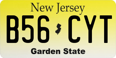 NJ license plate B56CYT
