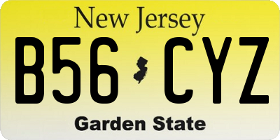 NJ license plate B56CYZ