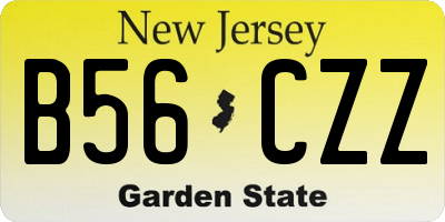 NJ license plate B56CZZ