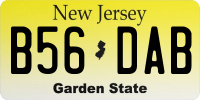NJ license plate B56DAB