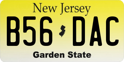 NJ license plate B56DAC