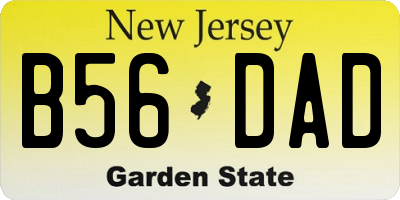 NJ license plate B56DAD