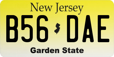 NJ license plate B56DAE