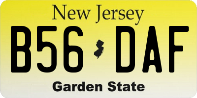 NJ license plate B56DAF