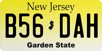 NJ license plate B56DAH