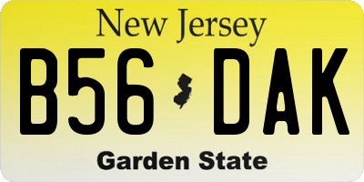 NJ license plate B56DAK