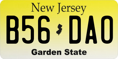 NJ license plate B56DAO