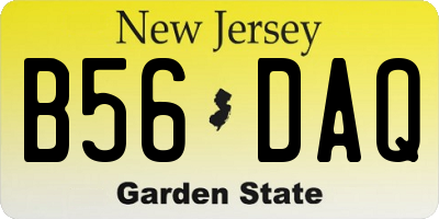 NJ license plate B56DAQ