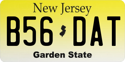 NJ license plate B56DAT
