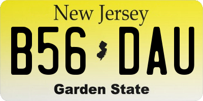 NJ license plate B56DAU