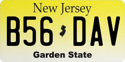 NJ license plate B56DAV