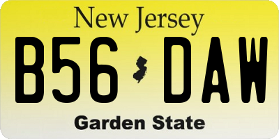 NJ license plate B56DAW