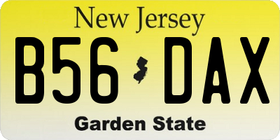 NJ license plate B56DAX