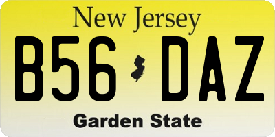 NJ license plate B56DAZ