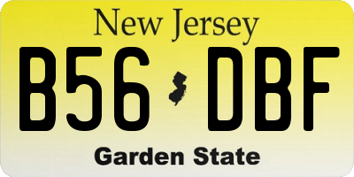 NJ license plate B56DBF