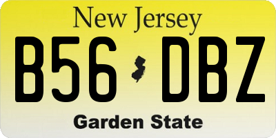 NJ license plate B56DBZ