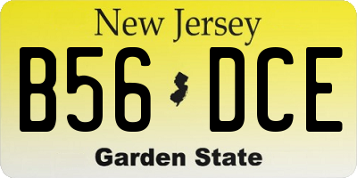 NJ license plate B56DCE