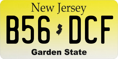NJ license plate B56DCF