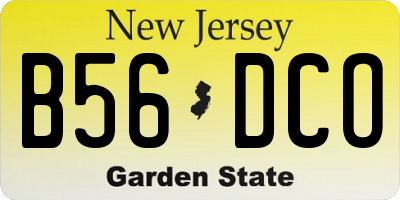 NJ license plate B56DCO