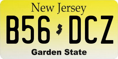 NJ license plate B56DCZ