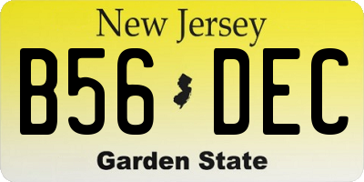 NJ license plate B56DEC