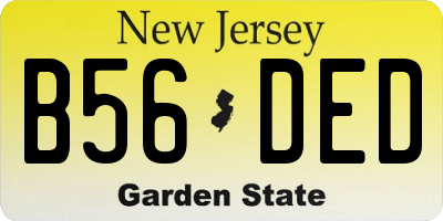 NJ license plate B56DED