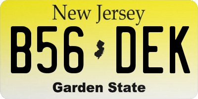 NJ license plate B56DEK