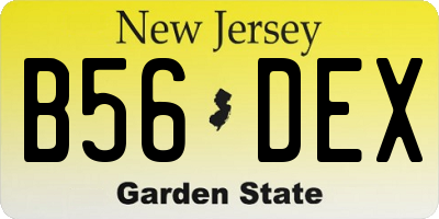 NJ license plate B56DEX
