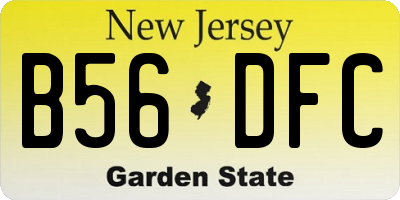 NJ license plate B56DFC