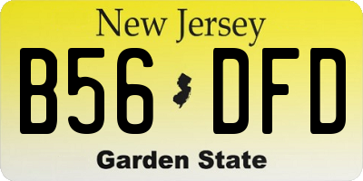 NJ license plate B56DFD