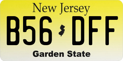 NJ license plate B56DFF