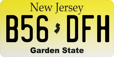 NJ license plate B56DFH