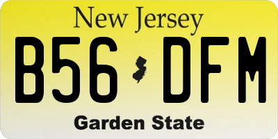 NJ license plate B56DFM
