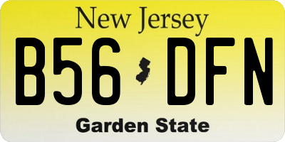 NJ license plate B56DFN