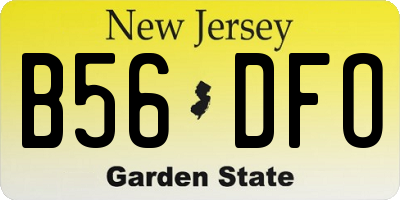 NJ license plate B56DFO