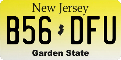 NJ license plate B56DFU