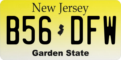 NJ license plate B56DFW