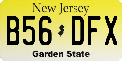 NJ license plate B56DFX