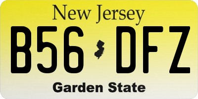 NJ license plate B56DFZ