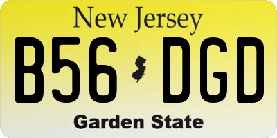NJ license plate B56DGD