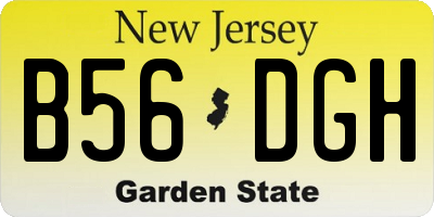 NJ license plate B56DGH