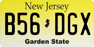 NJ license plate B56DGX
