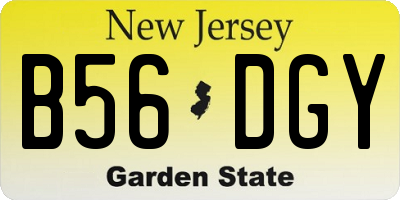 NJ license plate B56DGY