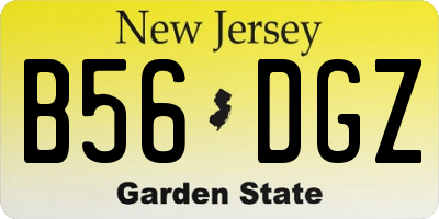 NJ license plate B56DGZ