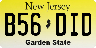 NJ license plate B56DID