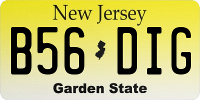 NJ license plate B56DIG