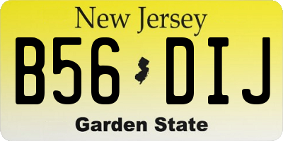 NJ license plate B56DIJ